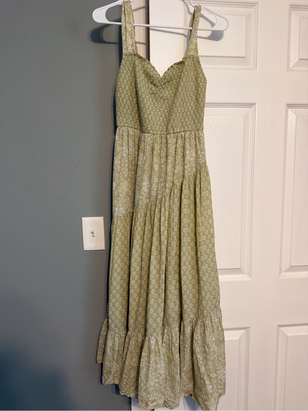 American Eagle Outfitters Light Olive Green Patterned Maxi Dress